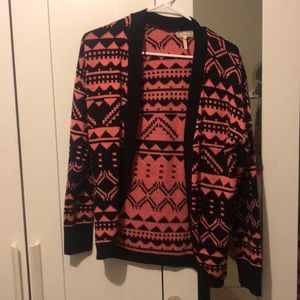 Pink and Black Open Sweater